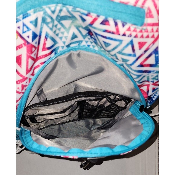 High Sierra Hiking Backpack Suspension System Teal Pink White Geometric Pattern - Picture 6 of 16